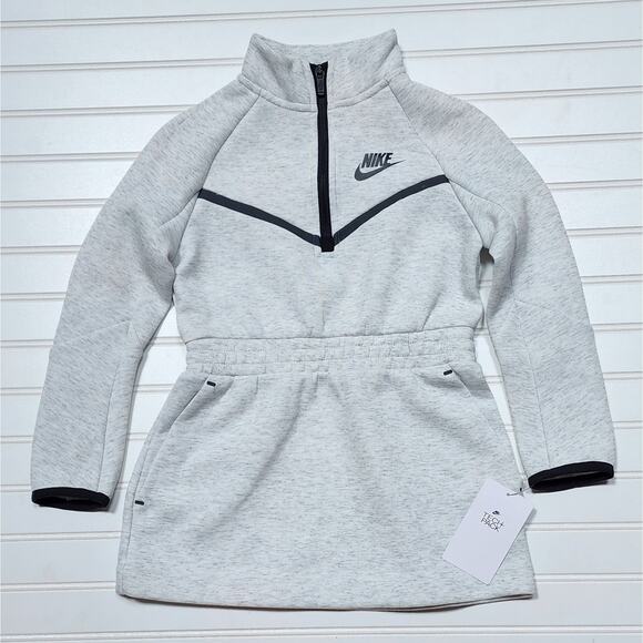 NWT Nike Little Girls Tech Fleece Dress: Light Grey Heather